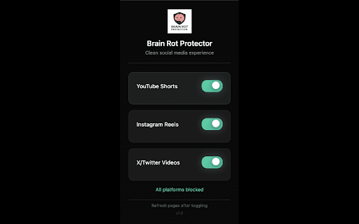 Brain Rot Protector :: Removes short-form videos from YouTube, Instagram, and X/Twitter for a cleaner browsing experience
