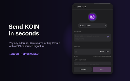 Kondor Wallet :: A wallet extension for the Koinos blockchain