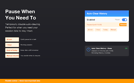 Auto Clear History on Exit :: Automatically clears browsing history when all Chrome windows are closed.