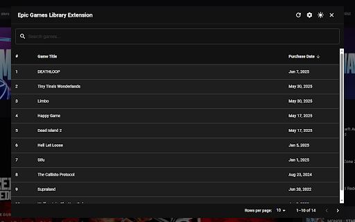 Epic Games Library Extension :: Show library of owned games in Epic Games Store.