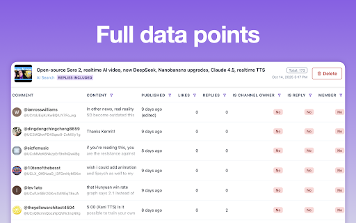 YouTube Comment Exporter - Free Downloader by exporter24 :: Download YouTube comments and replies with author insights and engagement metrics. Free and unlimited.