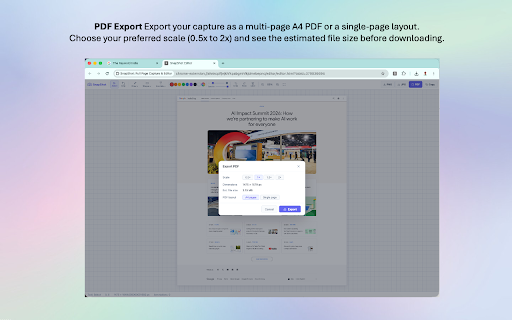 SnapShot: Full Page Capture & Editor :: Capture full webpages, record screen, annotate and export to PNG, JPG, PDF or WebM.