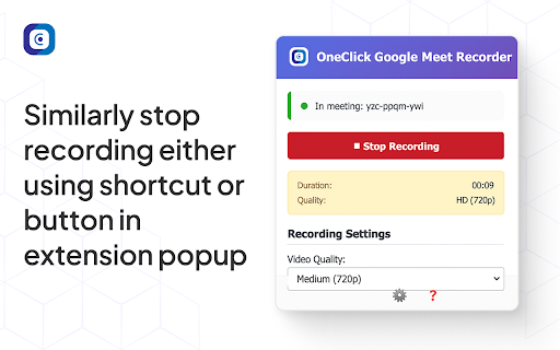OneClick Google Meet Recorder :: Professional meeting recorder for Google Meet with advanced features