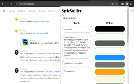 StyleSniffer :: A Chrome extension to extract font families and colors used in the current website.