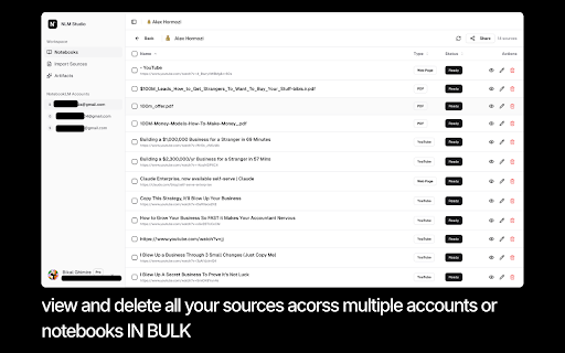 NLM Studio — Power Tools for NotebookLM :: Bulk import sources, manage multiple accounts, and supercharge your NotebookLM workflow. URLs, YouTube, PDFs & more.