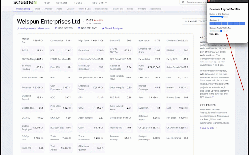 Screener Layout Modifier :: Modifies Screener grid layout and company profile width