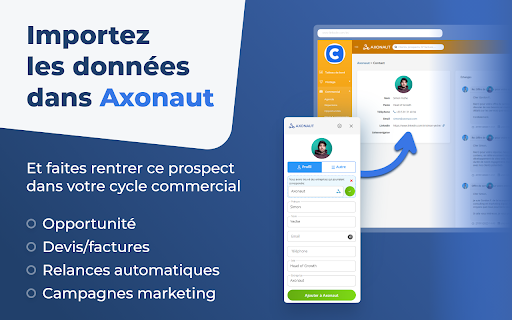 Axonaut :: L'extension Axonaut pour Linkedin vous permet en quelques clics d'alimenter votre CRM en créant directement une fiche contact.
