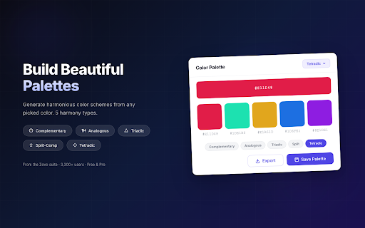 Color Picker Pro - Eyedropper, Palette Generator, Gradient & CSS Colors :: Pick colors from any webpage, build palettes, and copy color values instantly for web design.