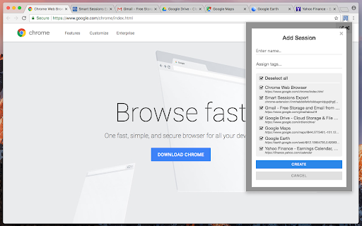 Smart Sessions - Tab Manager :: Save & restore your browser sessions. Auto saving, multiple sessions and more.