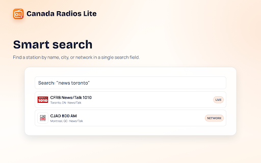 Canada Radios Lite: +560 Live Radio Stations Ad-Free :: Listen to Canadian radio stations live, ad-free, and hassle-free.