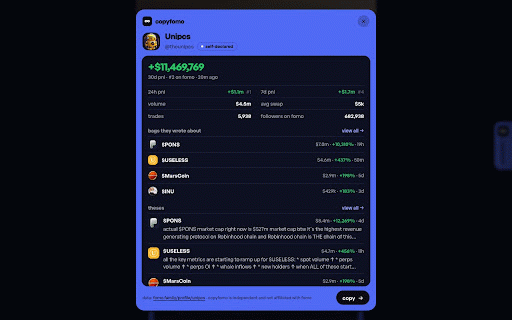 copyfomo — trader PnL on X :: Real 30-day trading PnL from fomo.family under the X accounts of known traders. Independent, not affiliated with fomo.