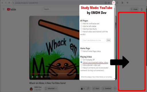 Study Mode: YouTube :: Remove distractions from your YouTube sessions. Custom word-filters to remove videos and channels, remove shorts, and more!