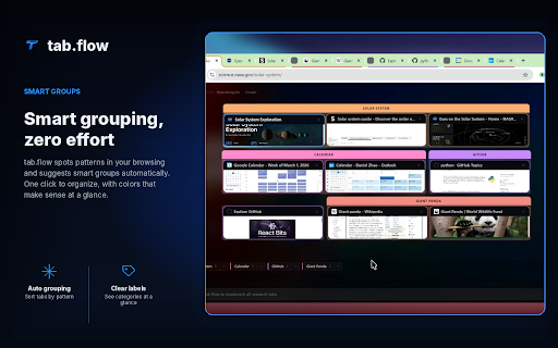 tab.flow - Visual Tab Manager & AI Assistant :: Visual tab grid + AI assistant to organize, search, and manage all your tabs instantly. Press Alt+Q to never lose a tab again.