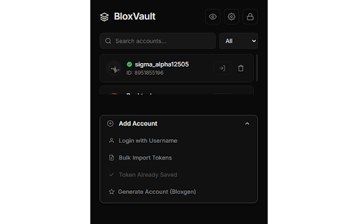 BloxVault :: Securely manage and switch between Roblox accounts with AES encryption.