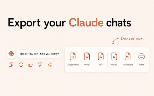 Claude to PDF, Word, Google Docs & Notion — Chat Exporter :: Export, save & download Claude AI chats to PDF, Word, Google Docs, Notion, Markdown. Free, 1 click, keeps code & artifacts.