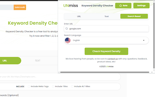Unmiss - Keyword Density Checker :: Use the Keyword Density Checker by entering text and clicking “Check Keyword Density” for instant results to enhance your content!