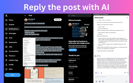 Web Copilot - Your AI Companion :: WebCopilot AI is a powerful Chrome extension that transforms your browsing experience with AI-driven assistance.