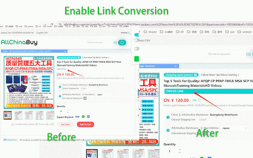 AllChinaBuy Pop Up Risk Remover & Link Converter :: Automatically Remove Pop Up Risk Reminder, converts shopping links from Reddit, Yupoo, Youtube, and Discord to AllChinaBuy Link.