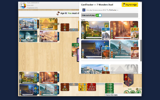 CardTracker - 7 Wonders Duel Companion (BGA) :: See which cards and progress tokens are still in play in your 7 Wonders Duel game on Board Game Arena.