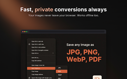 SaveAs - Image as PNG,JPG,WebP,PDF :: Save web images as JPG, PNG, WebP, or PDF. Crop before saving. 100% local, no uploads.