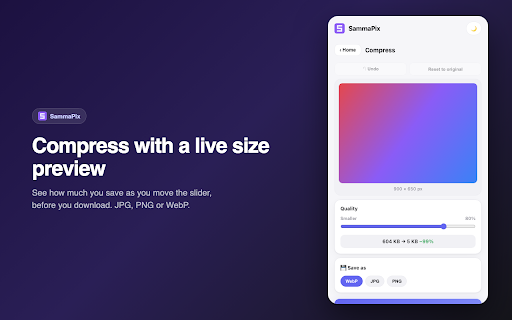 SammaPix — Image Tools :: Compress, convert, crop & clean images. Extract RAR/7z/ZIP. Grab all images from any page in bulk. 100% in your browser.
