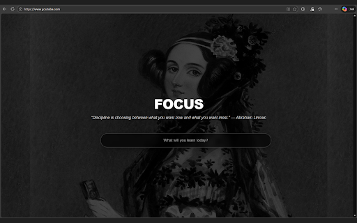 YouTube Focus Pro :: Turn the YouTube homepage into a minimalist focus screen with inspiring figures, quotes, and a single distraction-free search box.