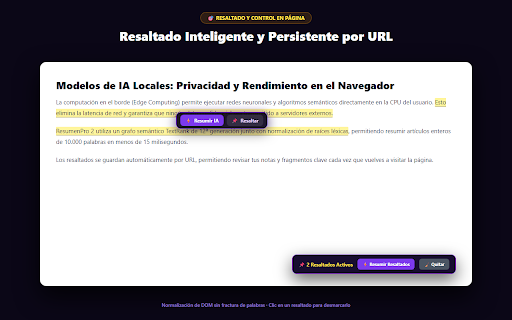 ResumenPro 2 - AI Summarizer & TextRank :: Local AI summarizer: highlight, summarize & read any webpage or PDF — 100% offline, TextRank V12 & Chrome AI ready.