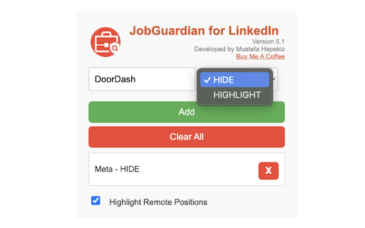 JobGuardian for LinkedIn :: Hide job listings from specified companies on LinkedIn.