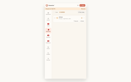 Favewise - Bookmark Cleaner & Organizer :: Make bookmarks useful again. Find dead links, duplicates, empty folders, and forgotten bookmarks. Local-first, no tracking.
