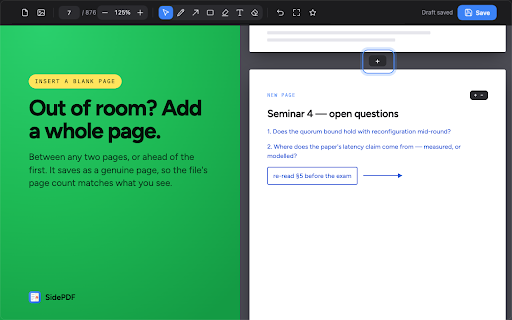 SidePDF - PDF Note Taker & Annotator :: Take notes beside any PDF. Widen the left or right margin, then handwrite, highlight, type and draw — all saved into the PDF.
