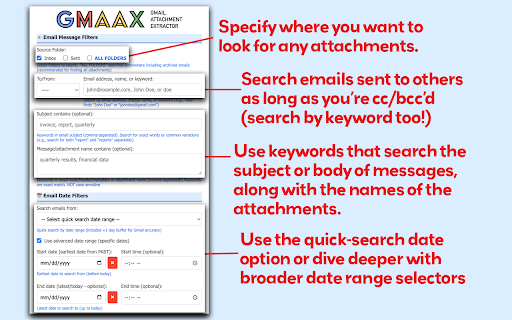 GMAAX - Gmail Attachment Extractor :: Download attachments from Gmail messages using date ranges and email filters
