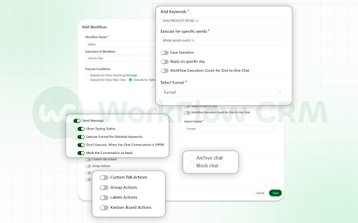 Workflow CRM :: Manage leads, contacts, and deals right from your browser - without switching tabs or losing context.