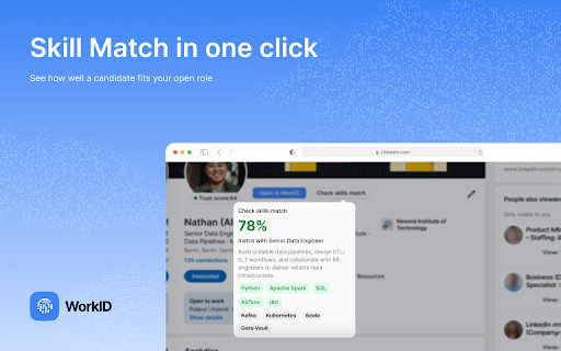 WorkID :: Trust layer for hiring — check WorkID trust scores while viewing LinkedIn profiles.