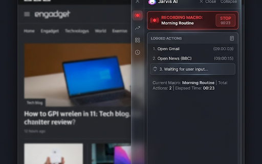 Jarvis: AI Voice Assistant & Browser Agent :: Control your browser offline using voice & text commands. Automate tabs, bookmarks, and daily browsing tasks with your AI agent.