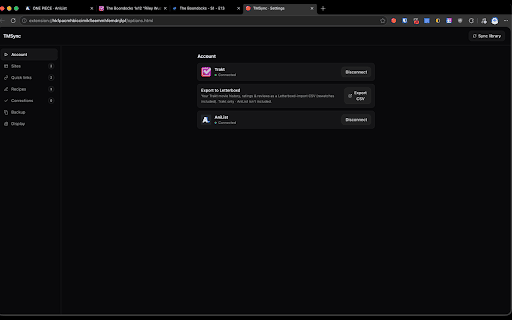 TMSync :: Automatically track what you watch and keep your trackers up to date.