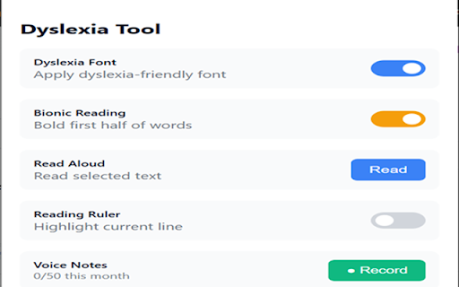 Dyslexia Tool :: Free dyslexia reading & writing tools — font changes, text-to-speech, reading ruler, and voice notes.