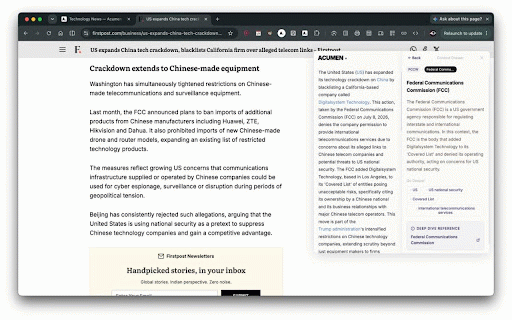 Acumen: Context-First Summariser and Reading Tool :: Instant context-aware AI summaries and vocabulary tooltips for selected text. Works on news, academic, legal, and tech articles.