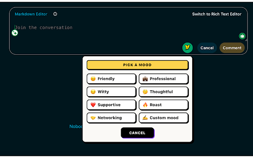 Voxily: AI Reply & Comment Generator for LinkedIn, X & Reddit :: Replies and comments in your voice on LinkedIn, X and Reddit. Drafts inside the reply box; you edit and send. Never auto-posts.