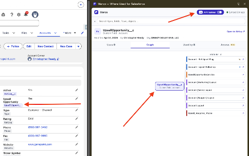 Marco — Where Used for Salesforce :: Marco. Polo. Found. Click any component in Setup and see everywhere it's used — flows, Apex, reports, layouts, validation rules.