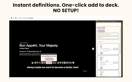 Lexi Lumi: Netflix & YouTube Dual Subtitles, AI Translations & Flashcards :: Enhance Netflix & YouTube with dual subtitles, AI interactive translations & transliteration, and flashcards