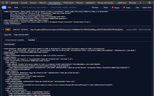 Auth Inspector (SAML & OIDC) :: DevTools panel to inspect SAML Requests/Responses and OIDC tokens locally.