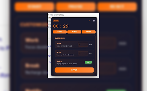 Focus Pomodoro Timer :: A beautiful, animated Pomodoro timer to boost productivity with customizable intervals, notifications, and motivational messages.
