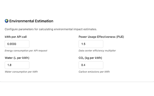 Ecomind - AI Sustainability Tracker :: Privacy-first AI sustainability tracker. Calculate carbon footprint, energy, and water usage for OpenAI, Anthropic, and custom APIs.
