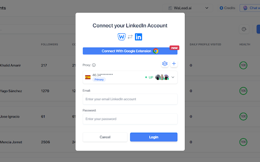 WaLead Extension :: Connect WaLead accounts and send LinkedIn profile leads to campaigns