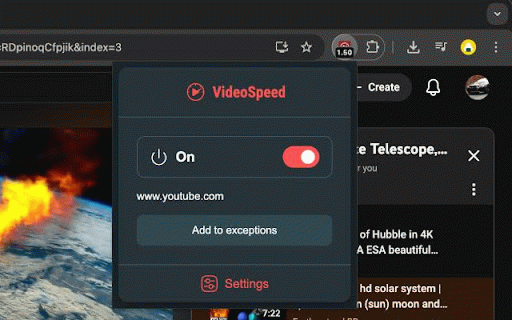 Video Speed Controller for web :: Full control over the speed of any HTML5 video. Watch lectures faster or slow down moments. Control playback with convenient hotkeys