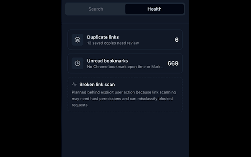 MarkHub - Lightning-Fast Bookmark Manager :: MarkHub is a local-first Chrome bookmark manager built for fast search, privacy, and bookmark health review.