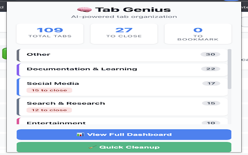 Tab Genius :: AI-powered tab organization with smart categorization and automatic cleanup