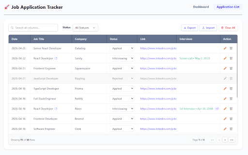 Job Application Tracker :: 🚀 Streamline your job search with the ultimate Job Application Tracker.
Automatically capture listings from your favorite career…