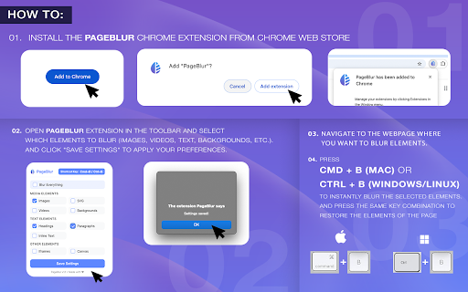 PageBlur - Blur Web Content Easily :: Instantly Blur Web Content using a simple keyboard shortcut (Cmd + B / Ctrl + B)