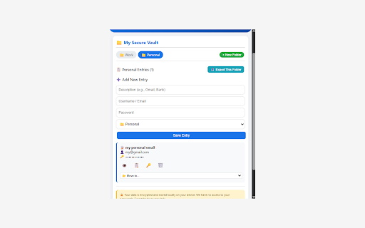 SecurePass Manager :: Secure password manager with folders, password view, and hint recovery. Store unlimited passwords locally.